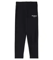 [Balmain Kids] Balmain Kids Logo cotton-blend jersey leggings Y 10 black
