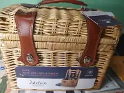 Picnic Time Napa Set for 2 Lined Basket W Glass/Cheese Board/Napkins/Wine Opener