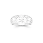 Silver Domed Filigree Ring Size R