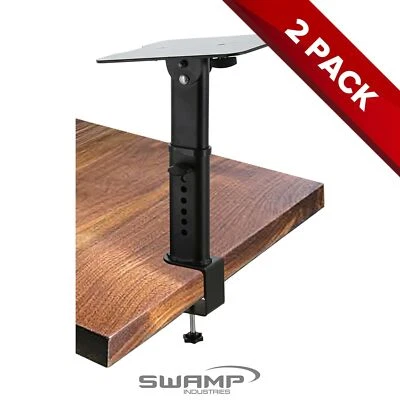 SWAMP 5" Desktop Speaker Stand with Clamp - Pair - Black Height Angle Adjustable