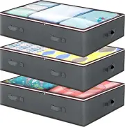 3-Pack under Bed Shoe Storage Bags,Containers for Underbed Organiser Clothes, Bl