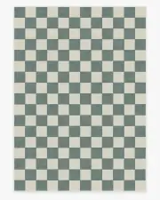 305' x 425' | Machine Washable Runner Rug | Kid & Pet Friendly | Indoor Rug | Jaque Checkered Slate Green Flatwoven Rug | Ruggable