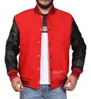 Varsity Jacket Letter High School College Bomber Red Letterman Jacket for Men