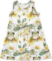 [Caihoyu] Girl Dress Kid Fashion Spring Dresses Summer Active Playwear, Multicolor15, 4 Years
