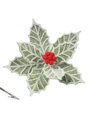 Frosted Green Poinsettia Christmas Tree Pick Clip Ornament