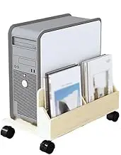﻿CPU Holder CPU Stand Two-in-one PC Tower Stand Gaming PC Holder, Mobile Rolling Cart for Under Desk with Caster Wheels Office Desk Accessories PC Tower Stand(White)