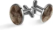 [GIAPB] 2Pcs Cufflinks for Men,Mens Business Shirt Round Personalized Cufflinks,Animal Leopard Print Pattern
