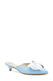 Amalfi by Rangoni Antica Pointed Toe Kitten Heel Mule in Light Jeans/white Parm Bow at Nordstrom, Size 10