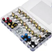 20PCS Single Potentiometer B5k/10k/20k/50k/100k Black White Blue Red And Yellow Knob Cap Set Boxed Knurled Shaft Linear