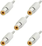5Pack RCA to 3.5MM Audio Adapter Metal 3.5Mm (1/8 Inch) Stereo Plug Male to RCA