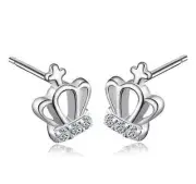 Micro-inlay Cubic Zirconia Silver SP Mini *Crown* Stud Earring
