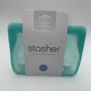 Stasher Stand Up Mini Bag (Aqua) Silicone Reusable Freezer/ Travel Bags 28 Oz