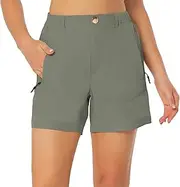 [Evioset] Womens 5 Inch Hiking Shorts Quick Dry Water Resistant Stretch Golf Shorts with Zipper Pockets