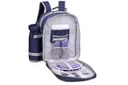 Safari 2 Person Picnic Bag Set Backpack Wine Glasses Cutlery Knives Forks Spoons