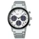 【agnes b.】BZ5011X1 熊貓錶太陽能 鋼錶帶 三眼計時男錶 VR42-KPJ0S 米白/銀 40mm 台南