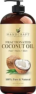 [Handcraft Blends] Fractionated Coconut Oil - 16 Fl Oz - 100% Pure and Natural - Premium Grade Oil for Skin and Hair - Carrier Oil - Hair and Body Oil - Massage Oil - Hair Tonic