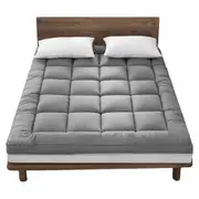 Bed Pillowtop Mattress Topper Mat Pad Protector Covers Single Double Queen King Grey