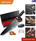 8” Titanium Plated Chef's Knife in Gift Box - German Stainless Steel with Sha...