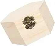 HOODANCOS Box Hexagonal present Box Wood Case Unfinished Chest Mini Display Case Wood Hexagon Storage Mini Treasure Chest Beige Wooden