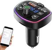 Rrlihjgu FM Transmitter - Wireless Car AUX Adapter FM Radio Transmitter with Double USB Port,Multifunctional Auto Music Adapter with PD Charging Source for Auto, Trucks