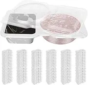 120 Pcs Double Compartment Condiment Container with Lid, 130ml Reusable 2 Compartment Snack Container. Leakproof Plastic Sauce Containers for to-go Sauce, Sampling, Travel Snack