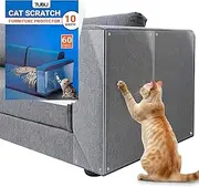 Cat Scratch Furniture Protector - 10 Pack, 44 cm x 33 cm, Transparent, Includes 60 Pins, Couch Corner Sofa Protector for Cats, Anti Scratch Cat Furniture Guard