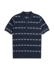 Fred Perry Patterned Ribbed Knit Polo Shirt