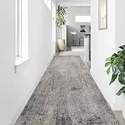 Runner Rugs for Hallway, Washable Short-Pile Carpet for Kitchen Bedroom Entryway 1m 1.5m 2m 250cm 3m 4m 5m 6m, Gray Soft Durable Indoor Outdoor Floor Area Mats Home Decor(80x250cm)