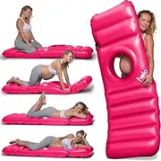HOLO The Original Inflatable Pregnancy Pillow - Full Body Maternity Airbed with Hole for Tummy - for Ultimate Sleeping Support & Comfort - Say Goodbye to Pregnancy Related Aches and Pains (Pink)