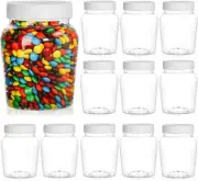 12 Pack Round Clear Plastic Jars 16 OZ Empty Storage Container Household