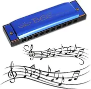 [RosewineC] Harmonica, 10 Holes 20 Tones Mouth Organ Key of C Stainless Steel Mini Blues Harmonica for Kids Adults Beginners and Performers