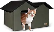 K&H Pet Products Outdoor Cat House Extra-Wide Unheated Olive 26.5 X 15.5 X 21.5 Inches
