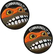 [Zcketo] 2 Pieces Cowabunga It is Funny Frog Tactical Patch Military Hook & Loop Embroidered Applique Respect Emblem Patch for Bags Caps Backpack Uniform Vest Clothes Tactical Travel or Collect