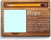 Hope Definition Sticky Note Holder, Inspirational Wooden Desk Gift with Uplifting Quote, Encouragement Note Pad Holder for Women, Teens, Coworkers, Wooden Desk Decor for Mental Health ZSS95