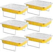 6 Set Disposable Chafing Dish Buffet Set, Catering Supplies Buffet Display, Outdoor Camping Aluminum Foil Pans, Catering Set for Parties, Catering Food Warmers Sets, for Parties, Catering (164oz)