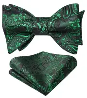 Bow Ties for Men Paisley Bowties Mens Self Tie Bow Tie One Size Green & Black