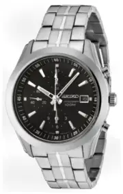 SEIKO Chronograph SNDA87 SNDA87P1 Mens Black Dial 100m Stainless Steel Watch
