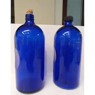 零極限 藍色玻璃瓶1000cc，2 個。