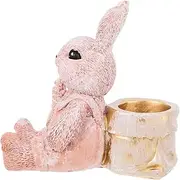 Gadpiparty Creative Bunny Backpack Pen Holder Cute Resin Rabbit Storage Container for Pens Brushes Pencils Adorable Desk Organizer for Home Decor and Festive Table Display