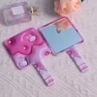 Portable Hand Held Mirror Cute Rabbit Square Handheld Mirror Women Makeup Beauty