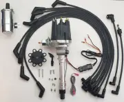 Small Cap CHEVY CORVETTE Tach Drive 396-454 BLACK Distributor+Chrome Coil+wires