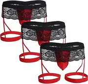 [Generic] Men Jockstrap Thong Male Breathable underwear Lace G-String Sexy Bare Bulge Low-Rise Thongs