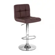 "LEATHER" BAR STOOL ADJUSTABLE - ADJUSTING BARSTOOL CHAIR-BORIS BROWN-SET OF 4