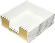 MultiBey Sticky Notes Pad Holder Memo Dispensers Rose Gold with Marble White Texture Desk Supplies Organizer Accessories (Gold)
