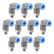 Elbow Push to Connect Air Fittings 4mm Tube OD X M5 Male Thread Grey 10Pcs