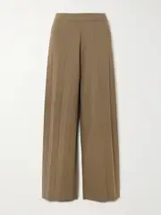 [Max Mara] Max Mara - Lama Ribbed Jersey Wide-leg Pants - Brown - small small Brown