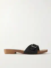 [Gabriela Hearst] Gabriela Hearst - Clover Buckled Jute Slides - Black - IT39 IT 39 Black