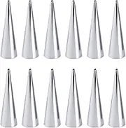 GSHLLO 12 Pcs Stainless Steel Cone Molds Cream Roll Horn Molds Puff Pastry Dough Molds Small Cannoli Tubes Kicthen Baking Tool