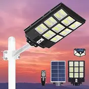 Xmart 3600W Solar Street Lights Outdoor, 238000LM Dusk to Dawn Solar Flood Lights, IP67 Waterproof with Motion Sensor&Remote, 864 LEDs Wide-Angle Security Lighting for Parking Lot, Yards, and Streets