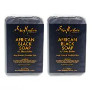 Shea Moisture African Black Soap Bar Acne Prone & Troubled Skin - Pack of 2 by Shea Moisture for Unisex - 8 oz Bar Soap